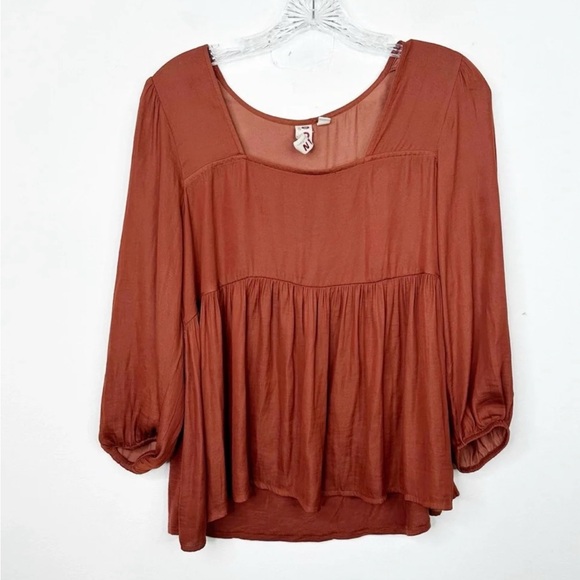 ANTHROPOLOGIE | Dolan Cherie Babydoll Silky Rushed Bohemian Top Sz. Small - Picture 2 of 3